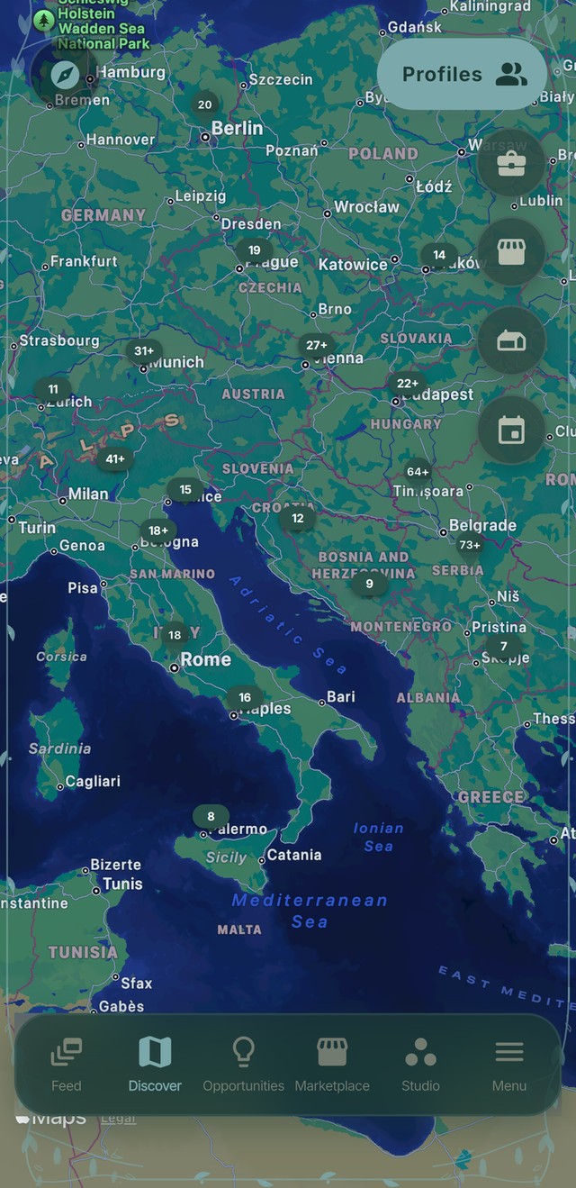FLIK app map showing filmmakers, collaborators and events near you