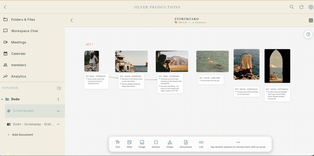 FLIK Studio planning board on the web